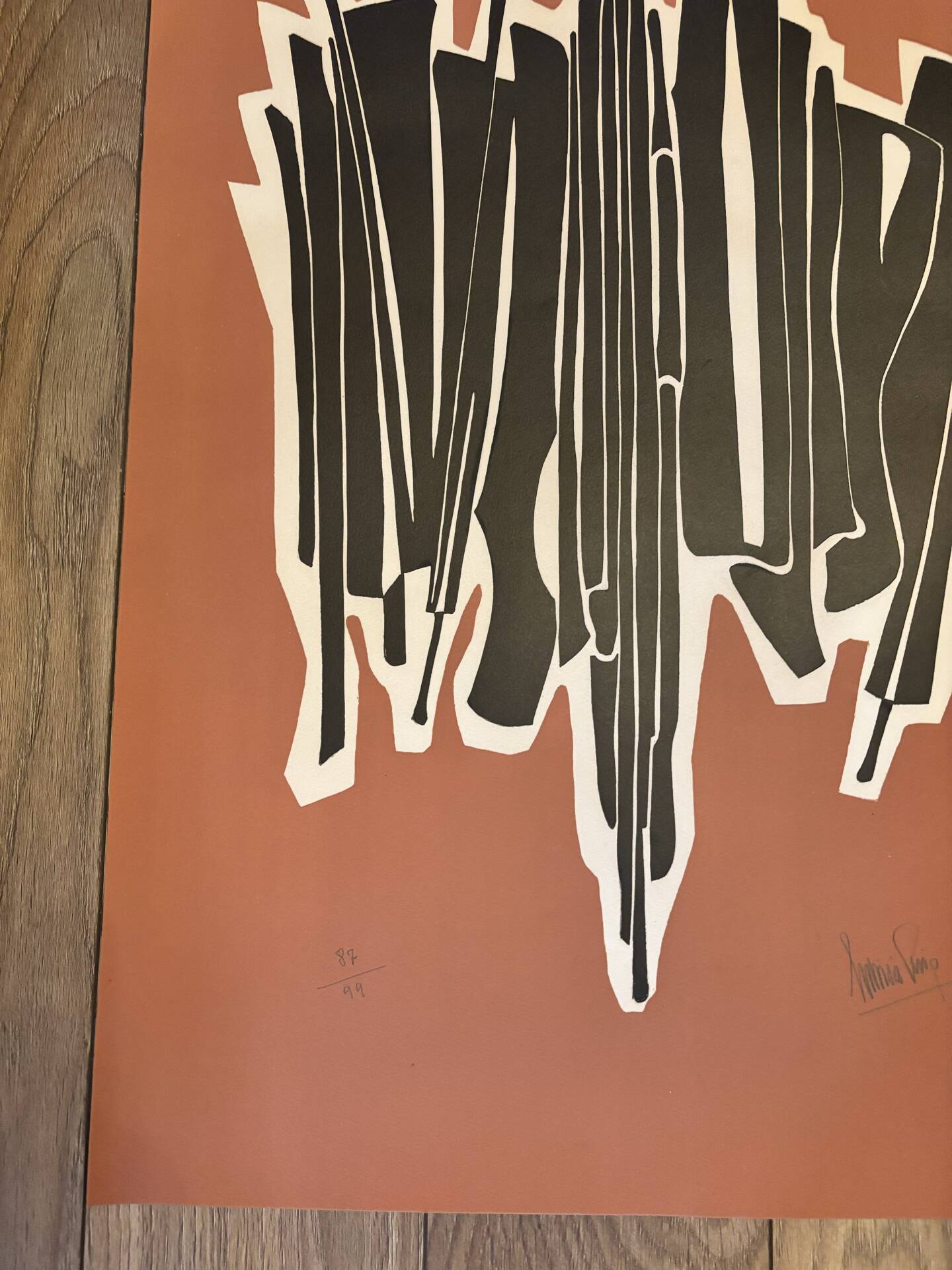 Original Abstract Lithograph Antonia Pino 1970. Signed Numbered 8