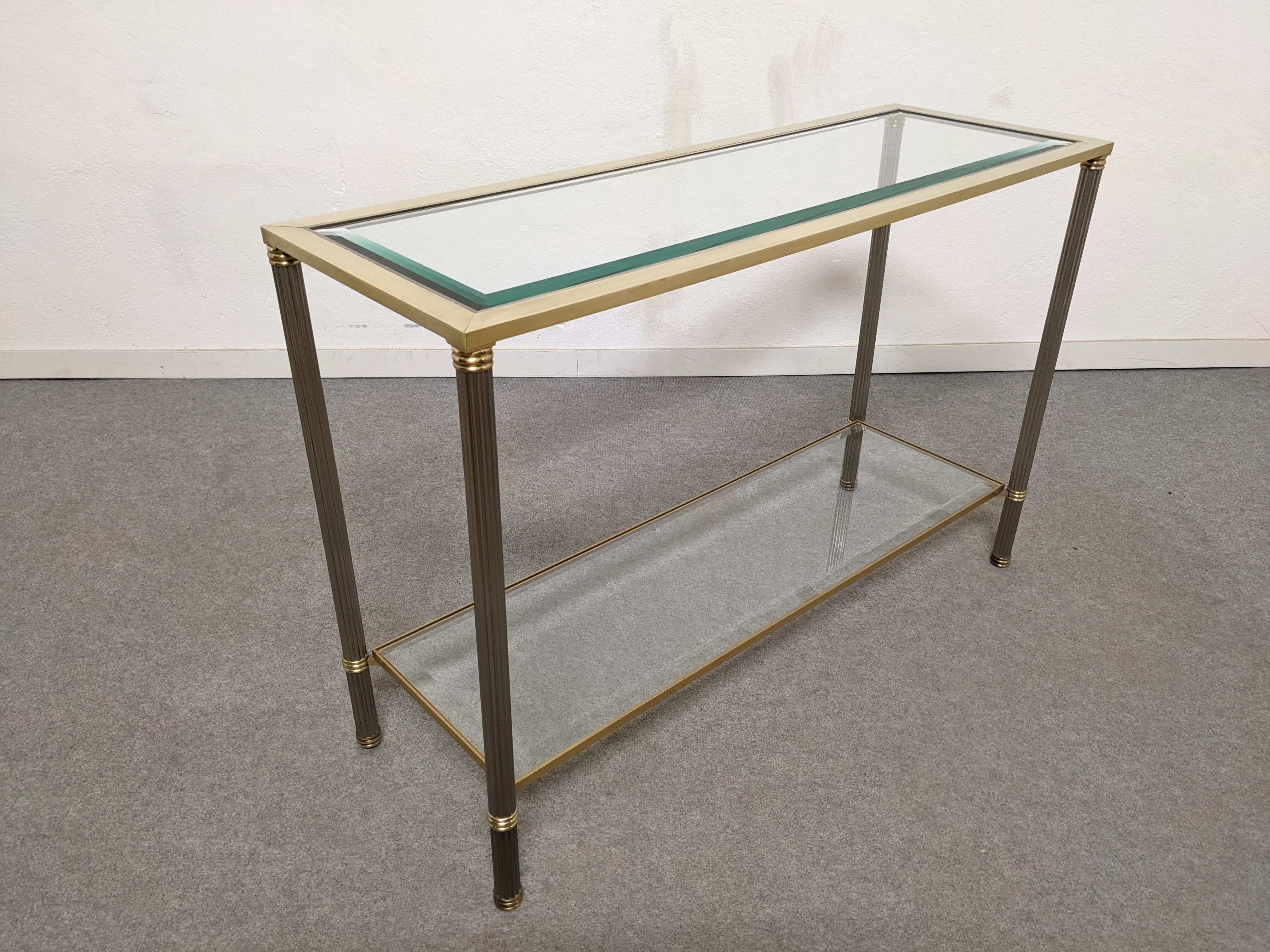 Glass and brass console from the 70s