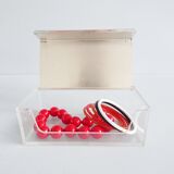 WMF box made of acrylic plexiglass and silver-plated lid, Sigrid Kupetz Design, jewelry box, napkin