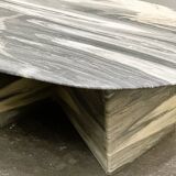 Large vintage unique marble table with zig zag base, France, 1980s