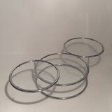 Table basse plateaux pivotants chrome et verre années 1970