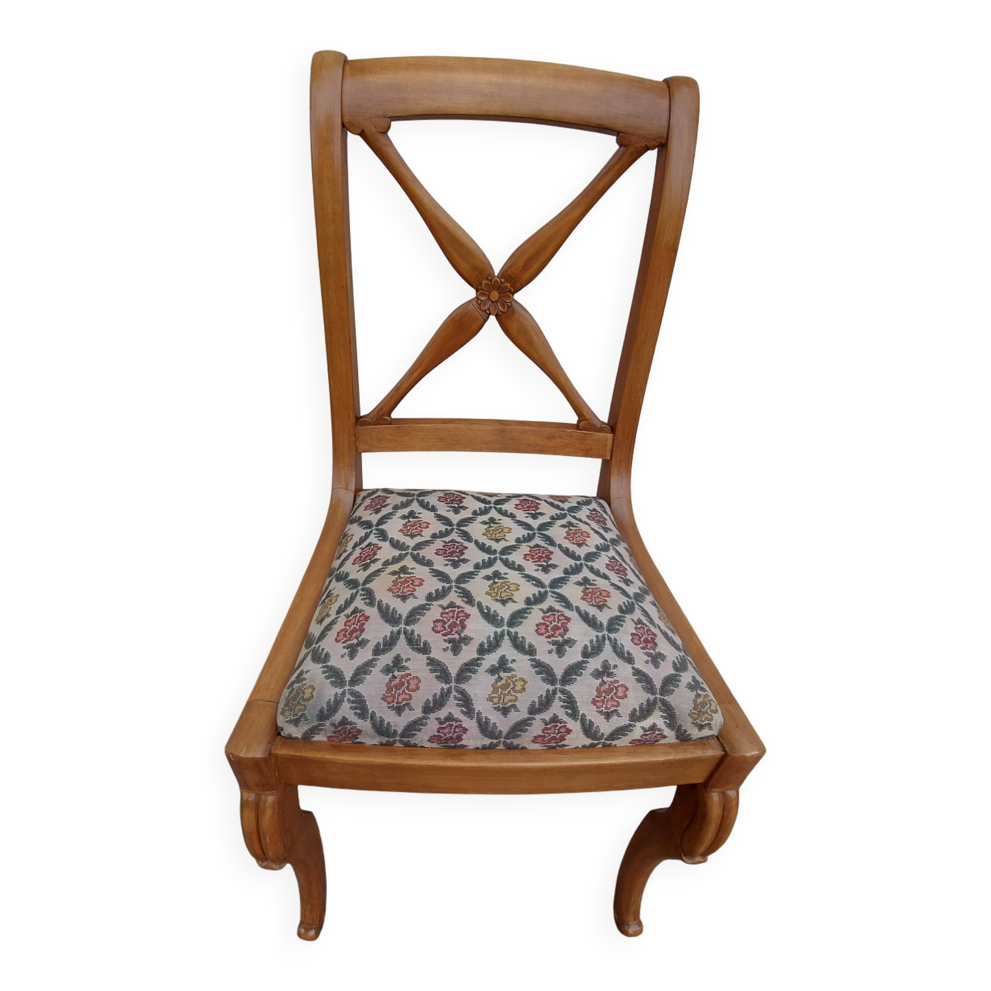1 antique charles x cross-brace chair from the restoration period