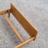 Vintage rattan and solid oak bed 1950s design