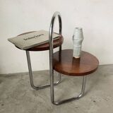 Bauhaus art deco console table in wood and chrome