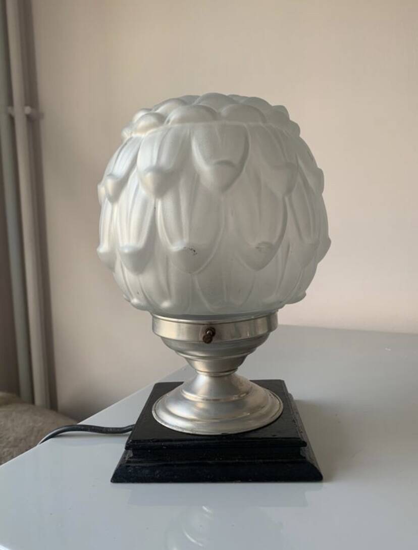 Old art deco molded glass table lamp