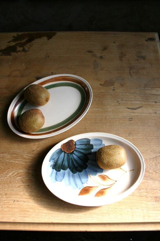 Set of 2 oval serving dishes faience Gien
