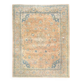 Tapis d'aire vintage persan fait main en laine et coton marron clair des années 1970 300x383