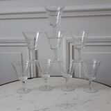 Set of 8 crystal wine glasses engraved 50s