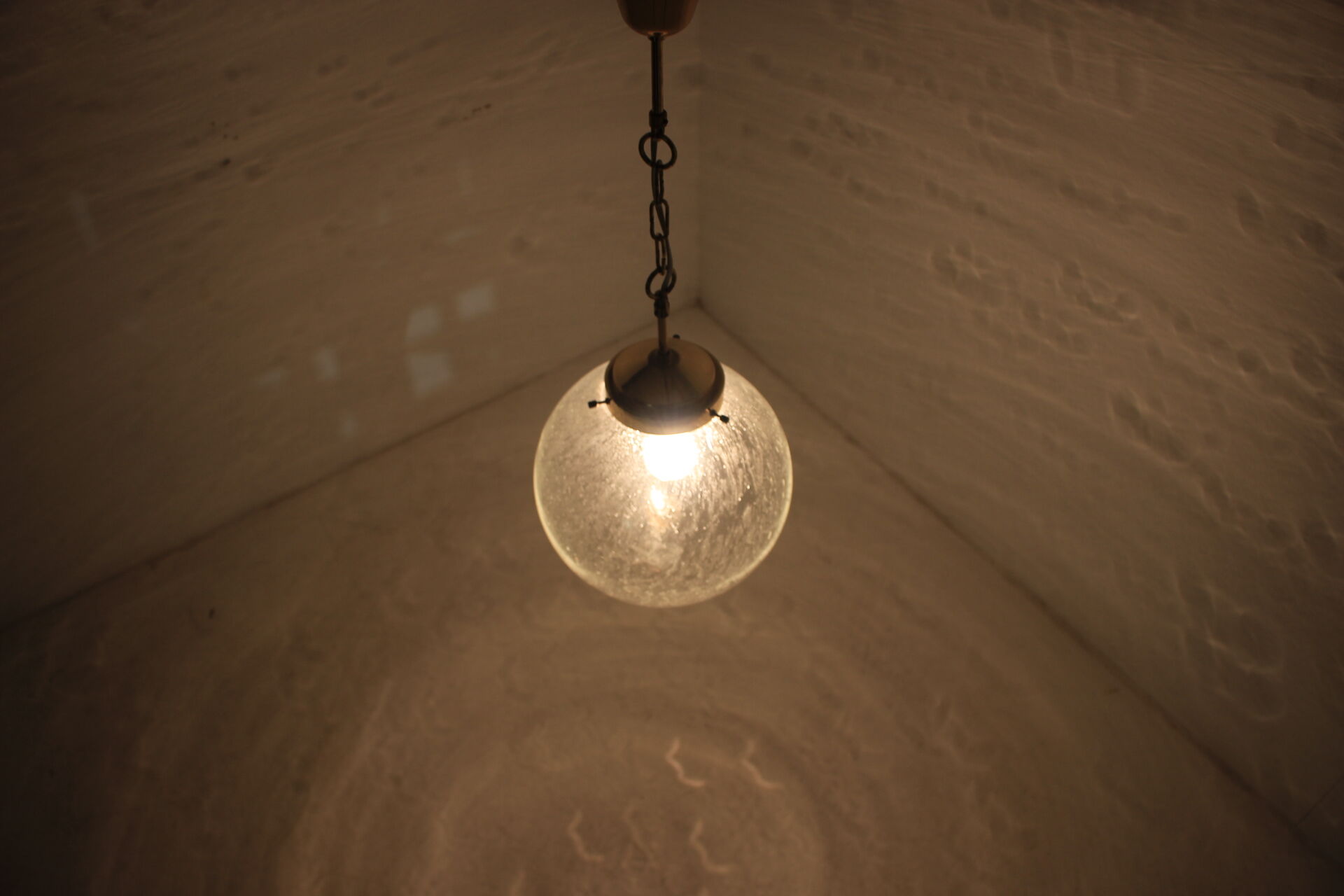 Mid-century big glass pendant from Valašské Meziříčí, 1970´s.