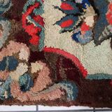 Tapis Hooked antique américain – 63 x 107 cm – Motif floral - 1C986