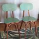 Chaises coeur Baumann en vinyle vert et bois