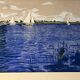 "Boats on the lake" gouache signed