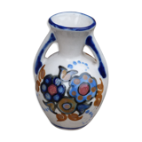 Vase double anses à motifs fleurs signé Alphonse Mouton