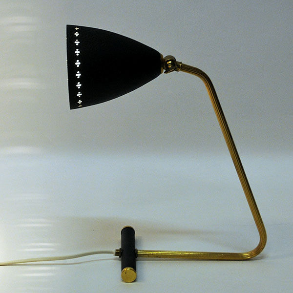 Swedish adjustable black metal desklamp 1950s