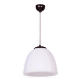 Mid-Century Modern Pendant Light in Chrome and Steel with Opal Glass, Czech, 1960s