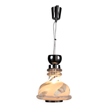 1970s vintage suspension in glass and metal, Italy