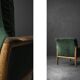 Vintage Mid-Century Modern Rosewood & Green Velour 3-Seater Sofa and Chair