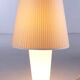 White glass table lamp with a pliche fabric shade, 70s.