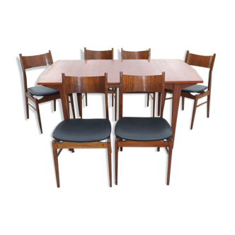 Table set + 6 Scandinavian style chairs-France
