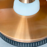 Scandinavian suspension lamp in copper and opaline glass, Bent Karlby for Lyfa, Denmark, 1960s