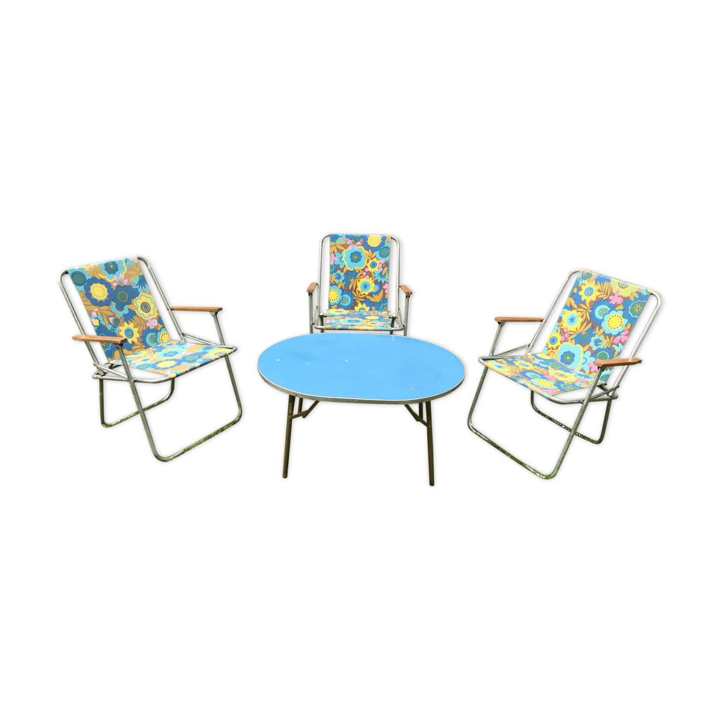 Table and 3 chairs 70s