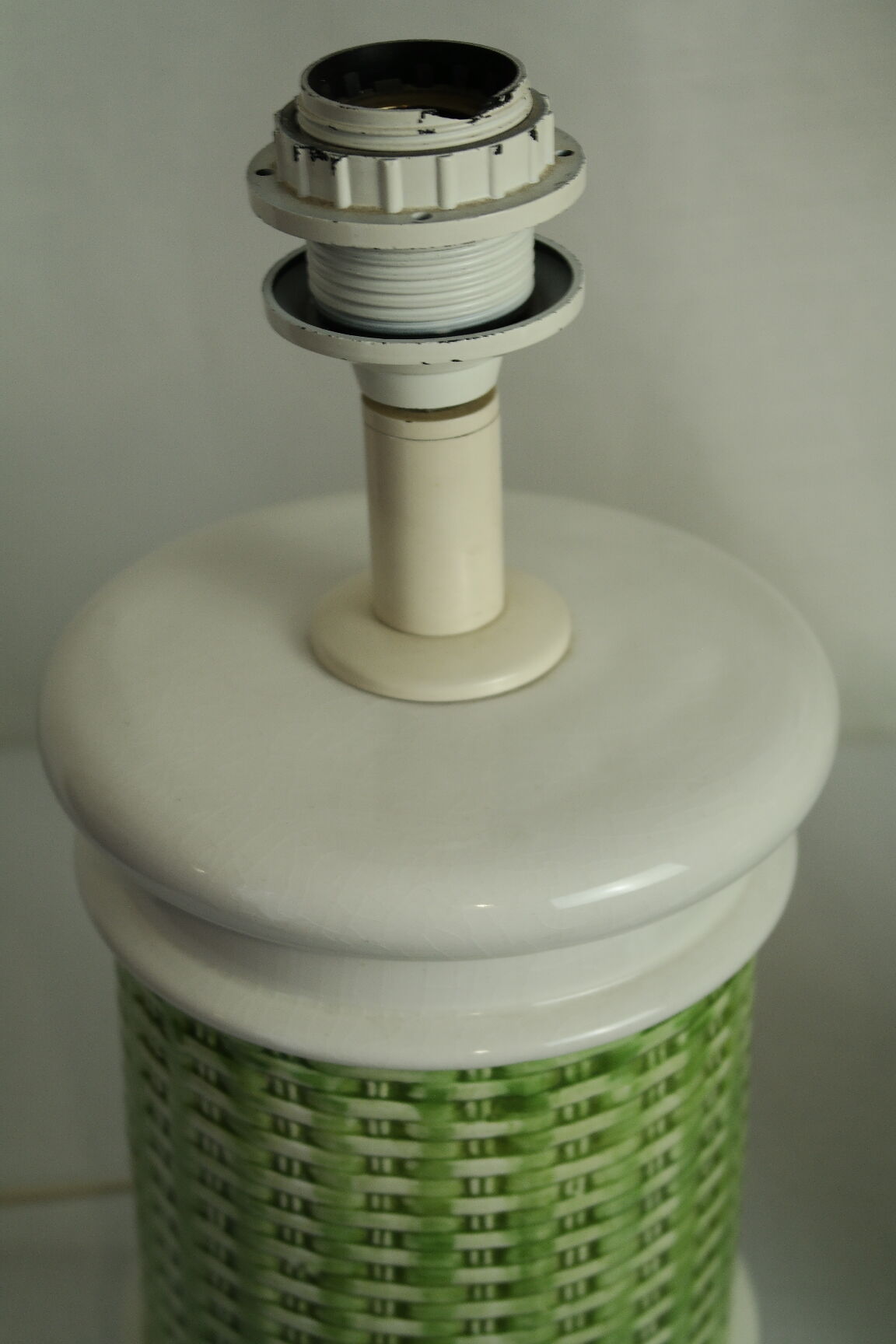 Pair of legs of ceramic lamp basketry italy vintage