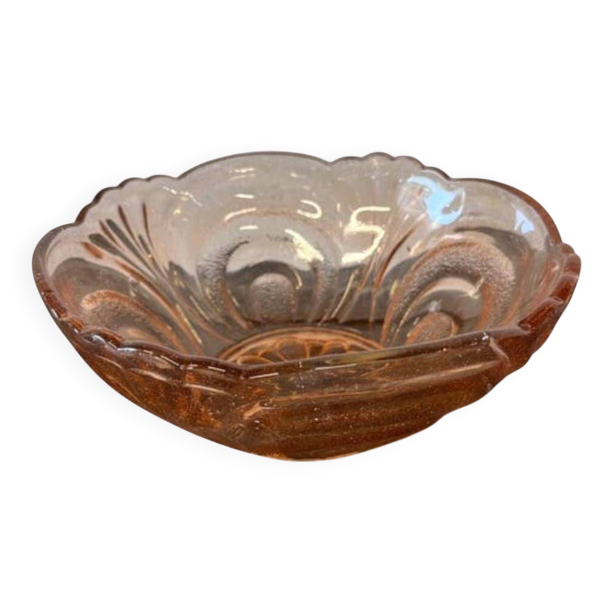 Vase art déco vintage en verre rose saumon