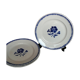 4 old flat plates Badonviller blue rose