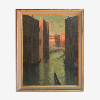 Huile sur toile - Scène à Venise