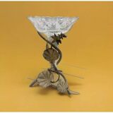 Antique bronze and brass mounted vase with engraved glassware