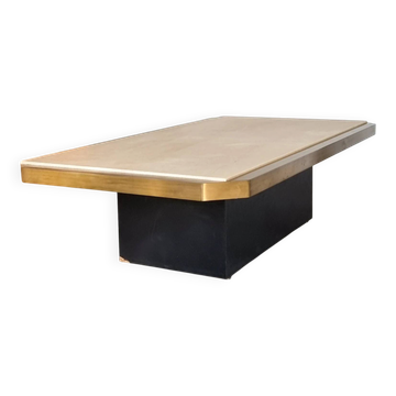 Table basse en laiton et travertin