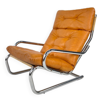 Vintage Lounge Chair with Cognac Leather, Denmark, 1950s