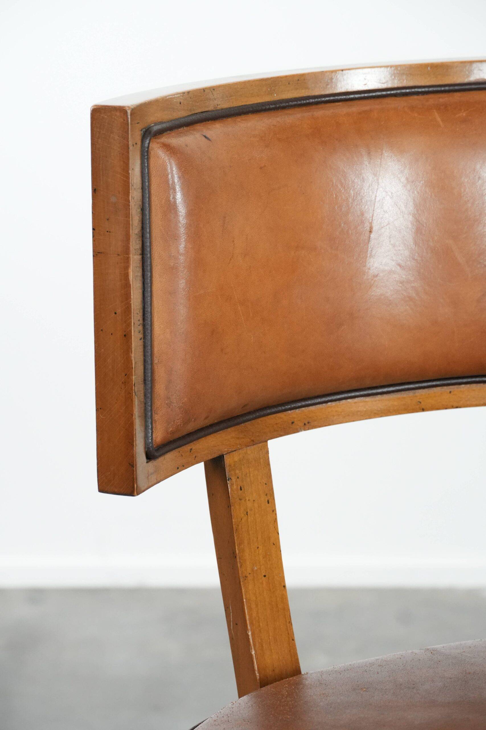 Set of 2 vintage design cocktail chairs/armchairs made of sheepskin leather
