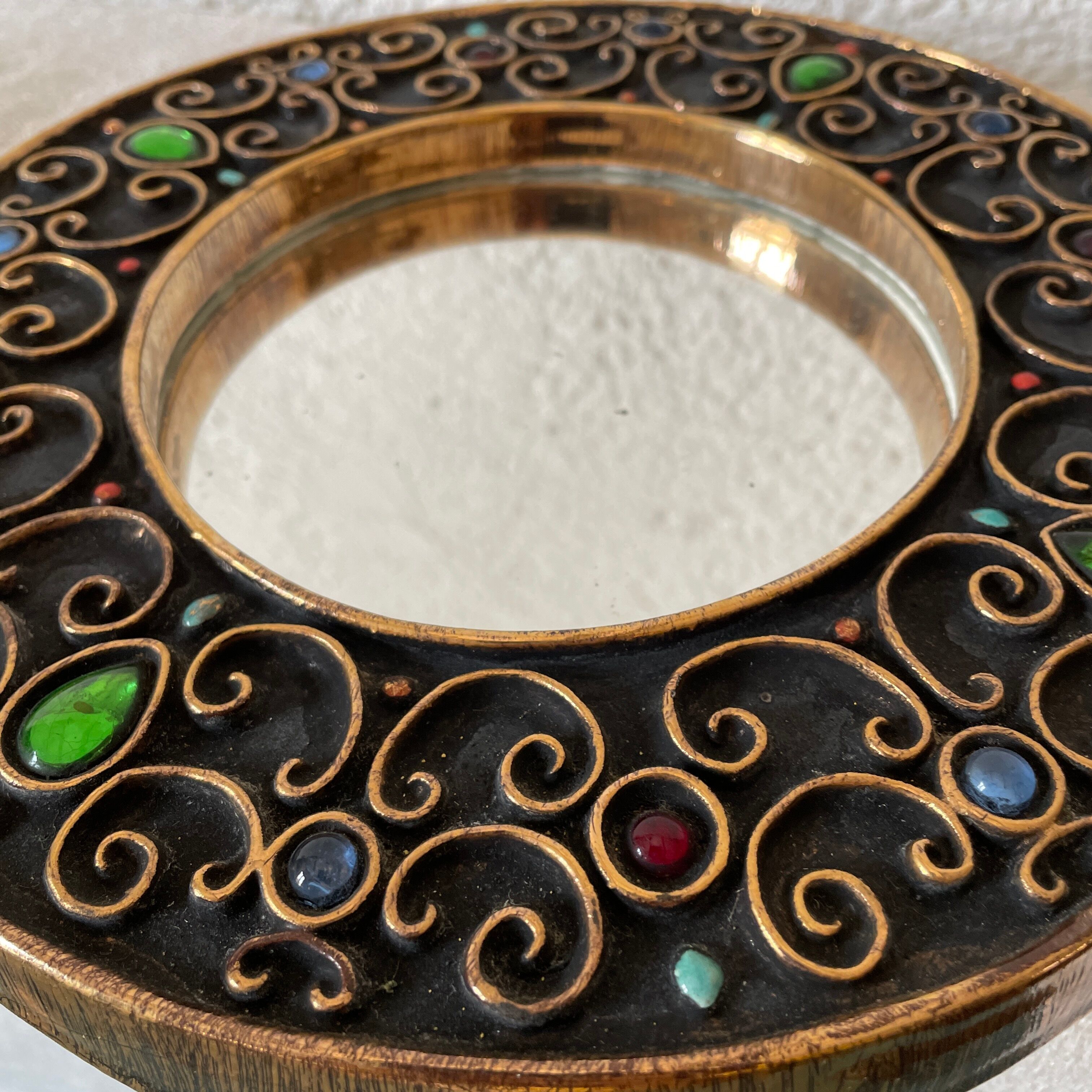 Ceramic mirror design vintage gilded 1960 hendrich thomas