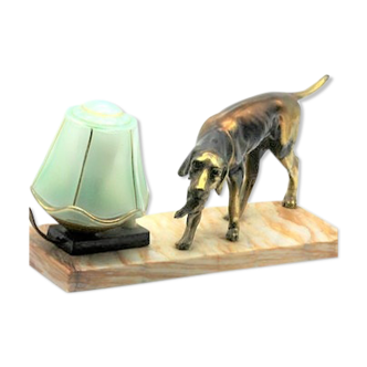 Lampe marbre chien vintage