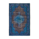 Hand-knotted carved turkish 1970s 210 cm x 325 cm blue carpet