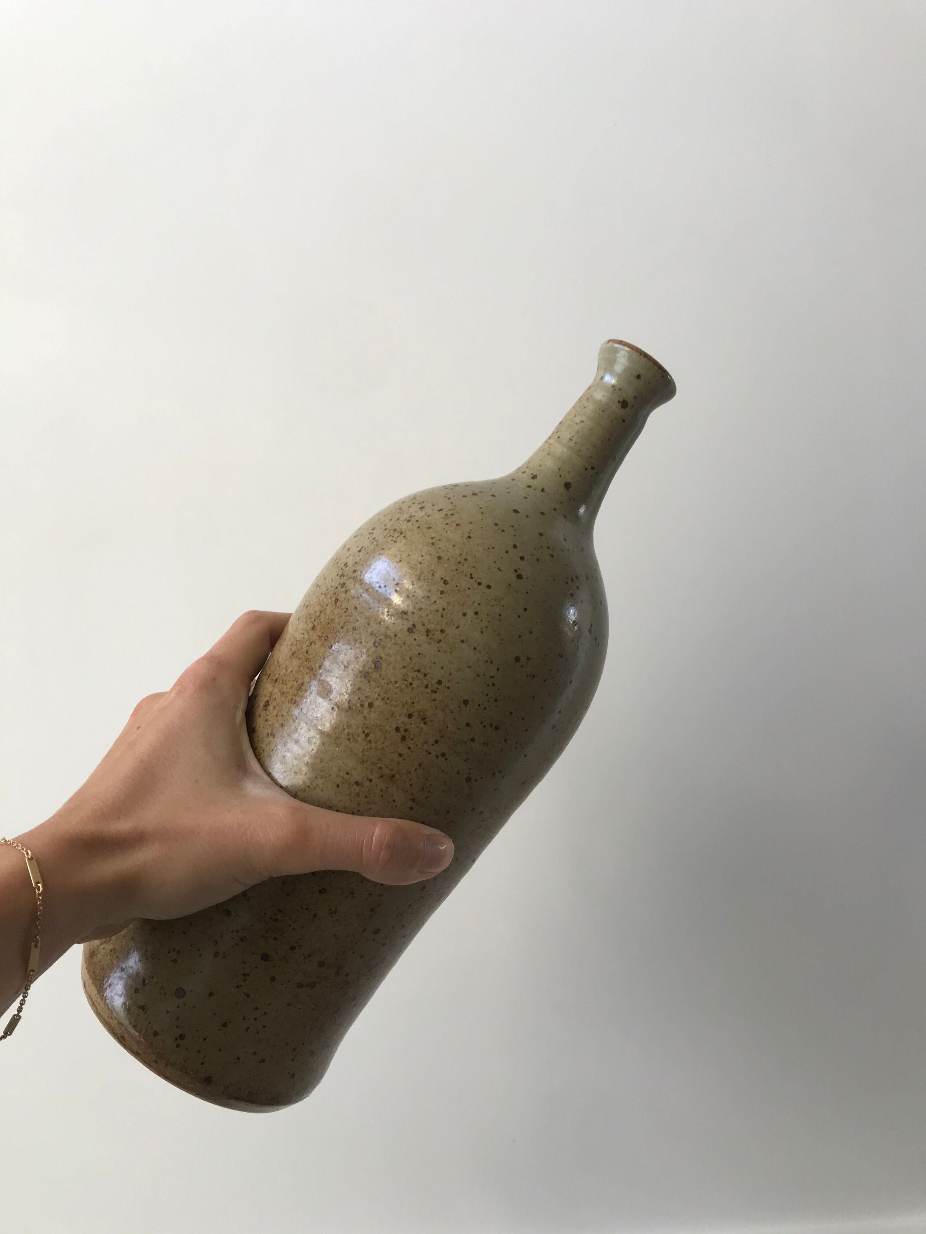 Ceramic bottle / stoneware / pottery vintage 70s signed