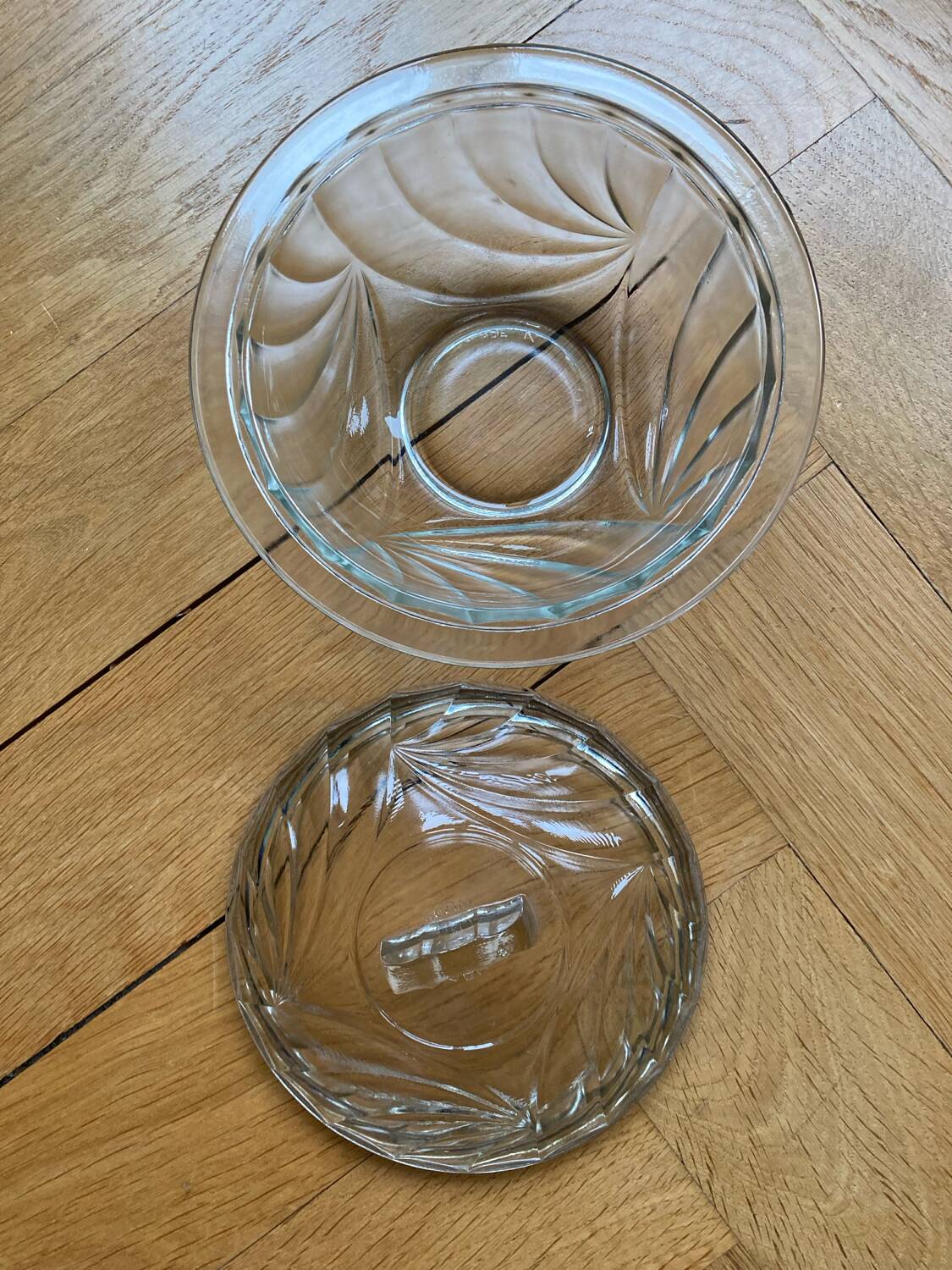 Art Deco molded glass sugar bowl