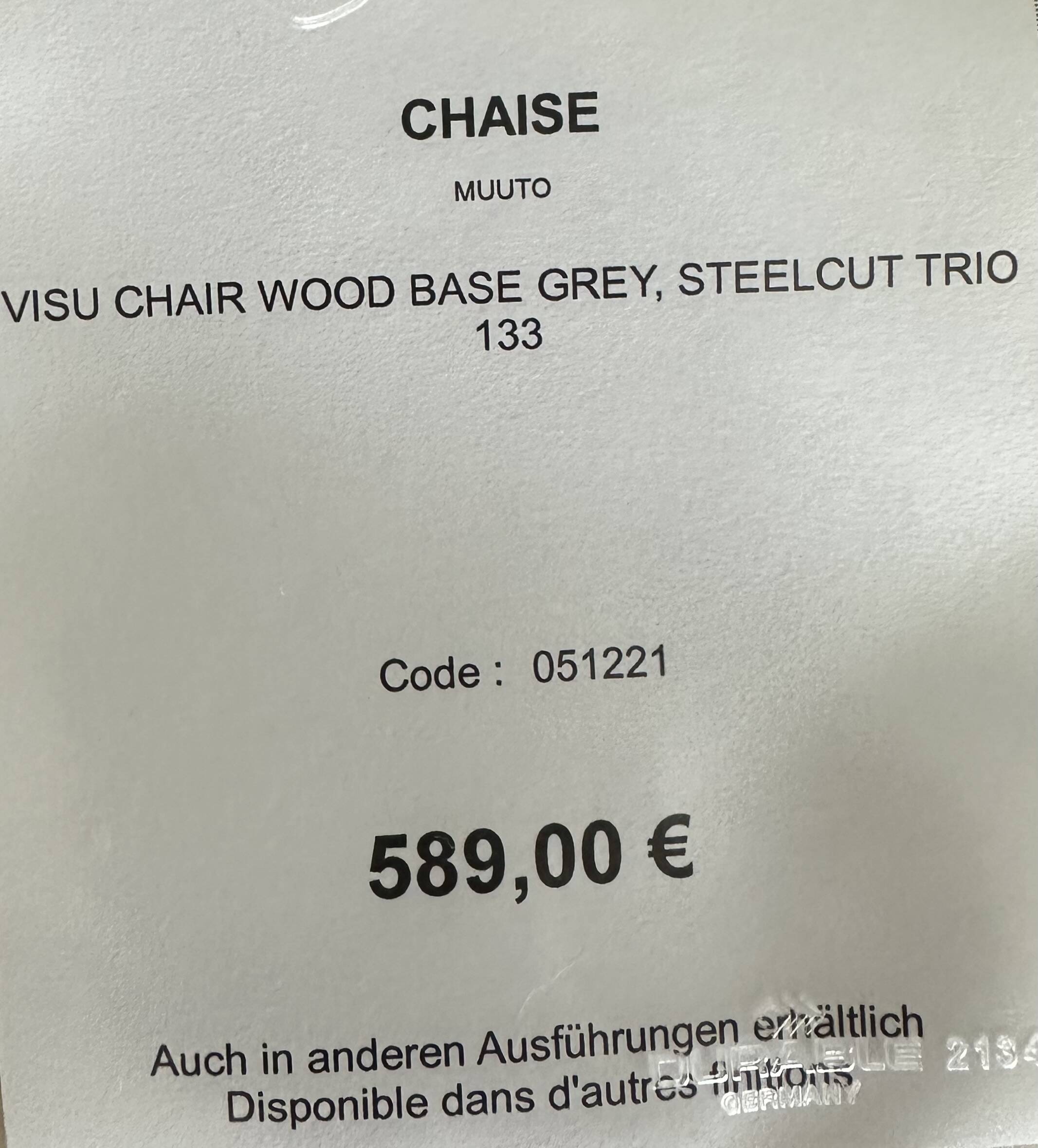 Muuto visu chair Wood base gray