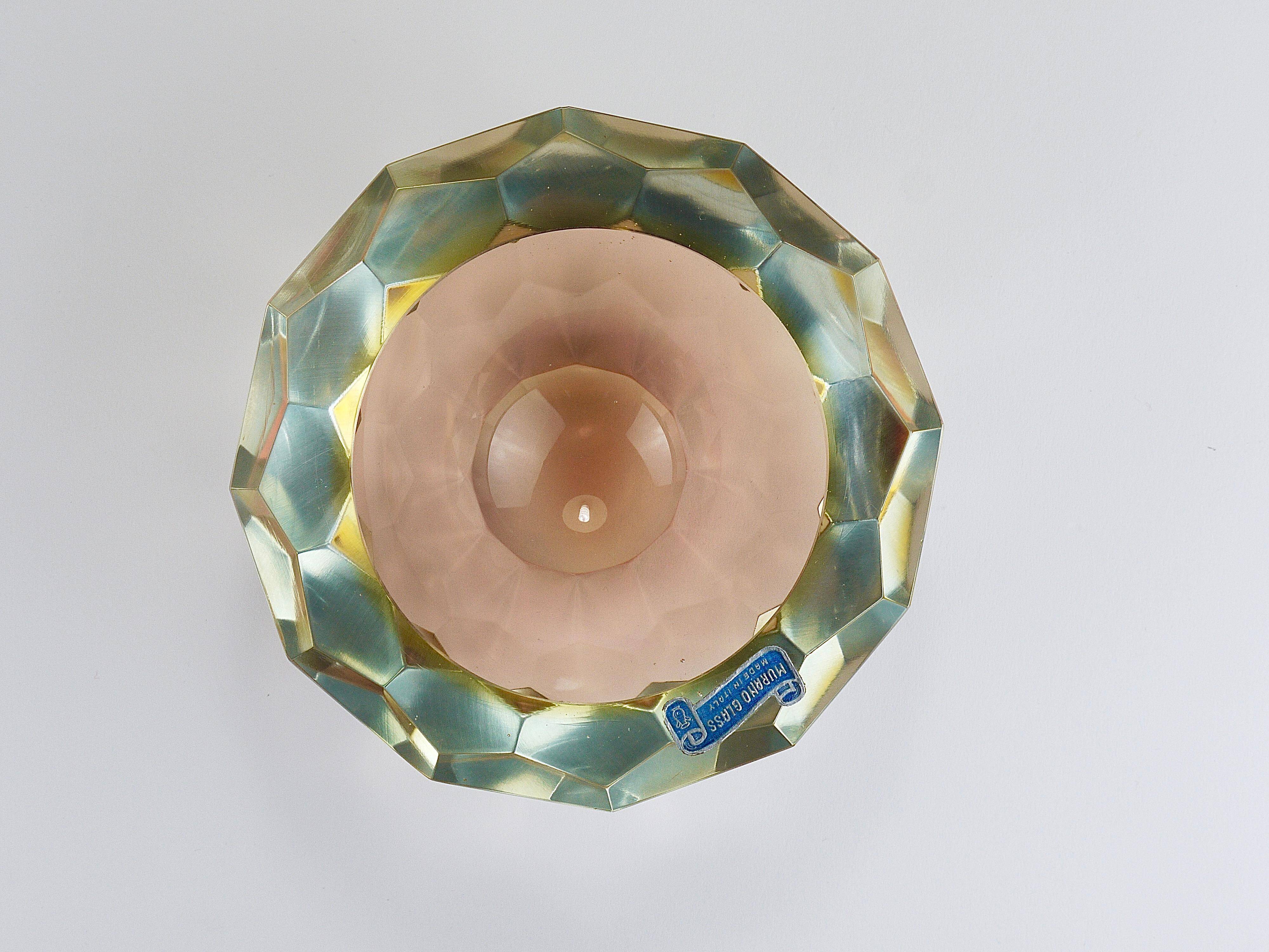 Large Faceted Murano Glass Bowl for Caviar, Italy, 1960s