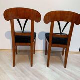 Set of Pair of Biedermeier Shovel Chairs, Walnut, Ink Painting, South Germany, 1830s