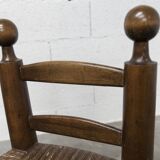 Brutalist children's chair by Charles Doudouyt 1960 oak and wicker