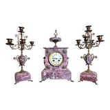 Clock And Its Two Candlesticks Napoleon III Period