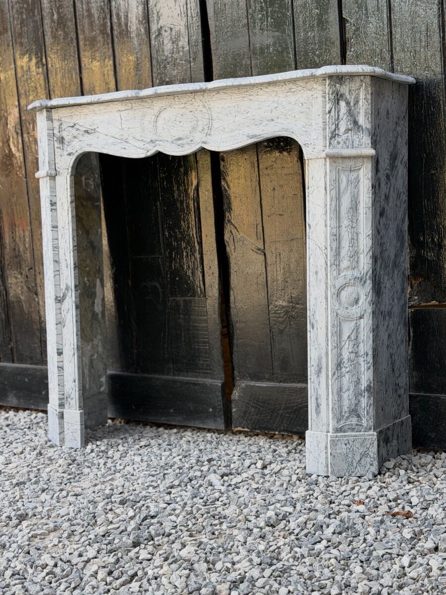Pompadour model fireplace in blue Turquin marble from around 1880, one pair available.