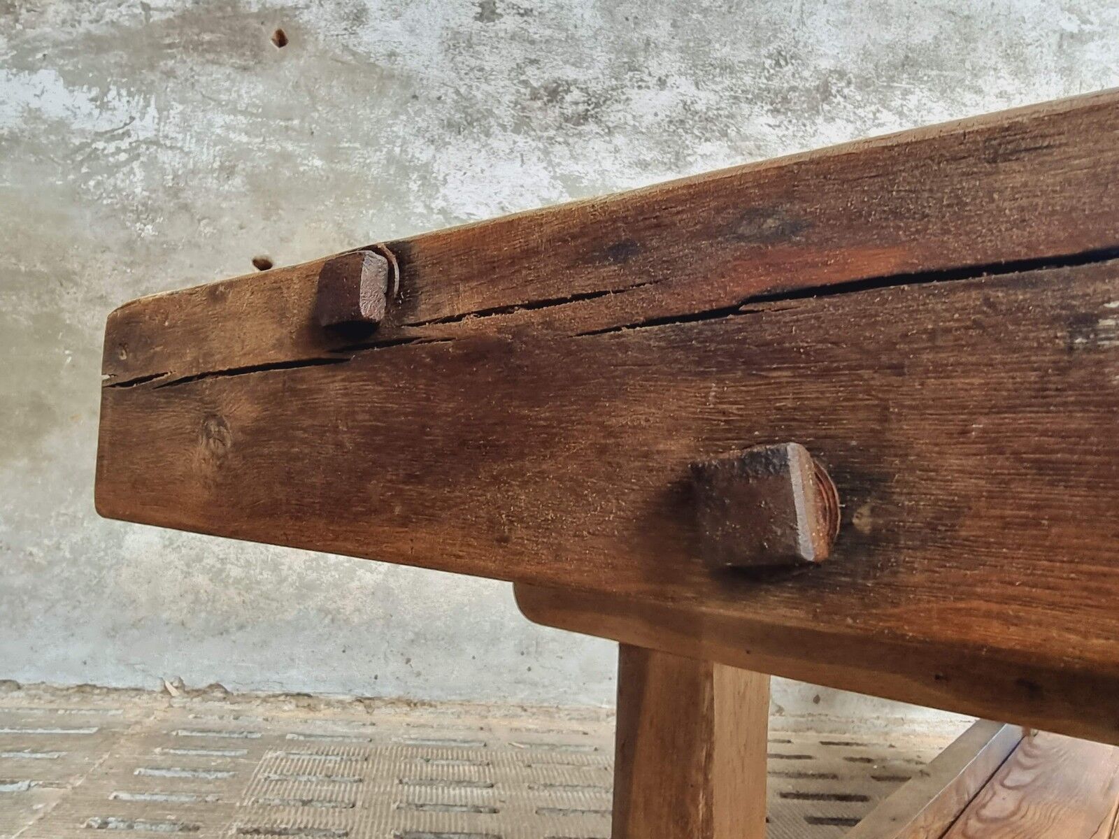Antique workbench oak, beech side table