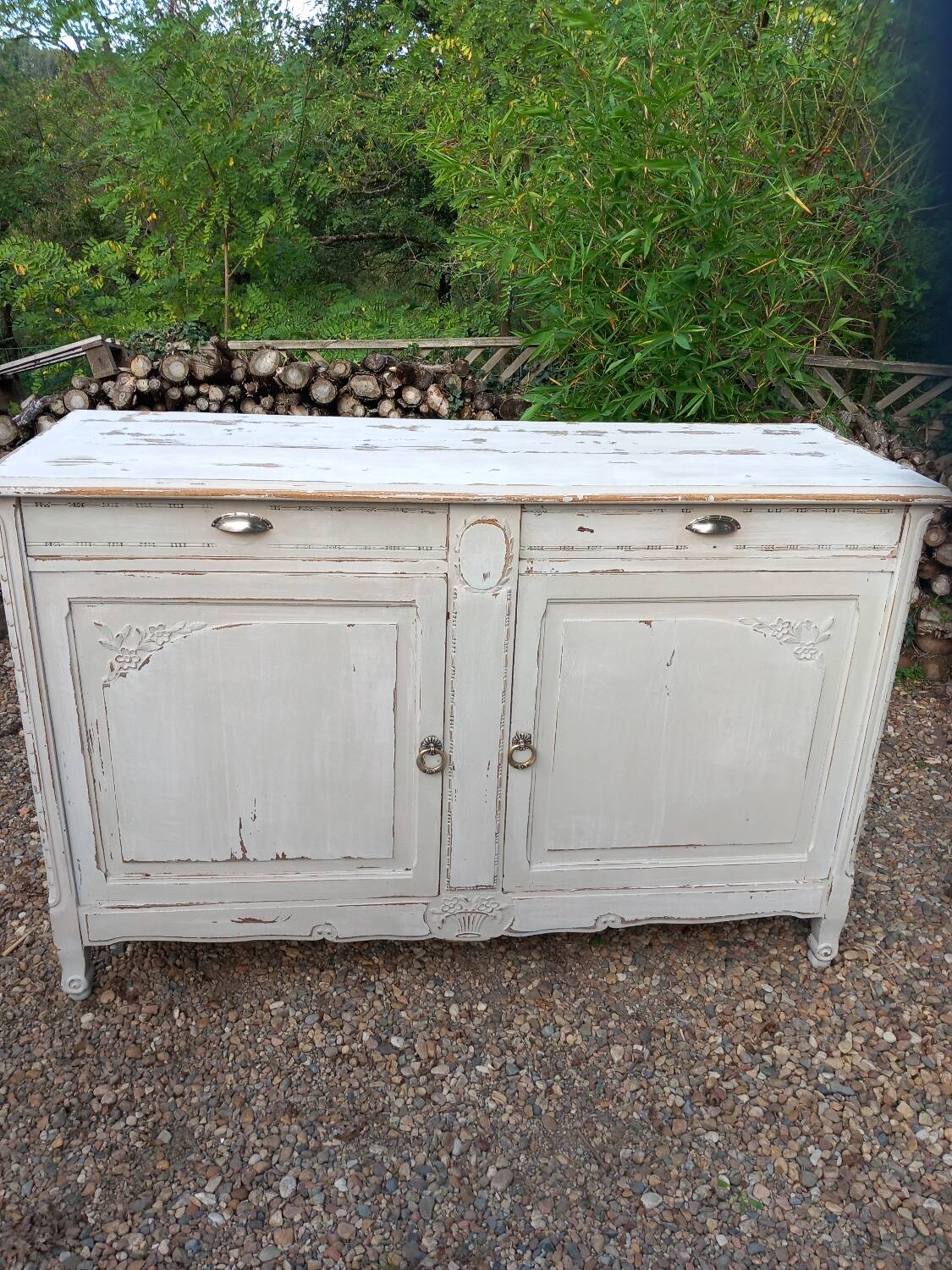 Old low sideboard in solid wood
