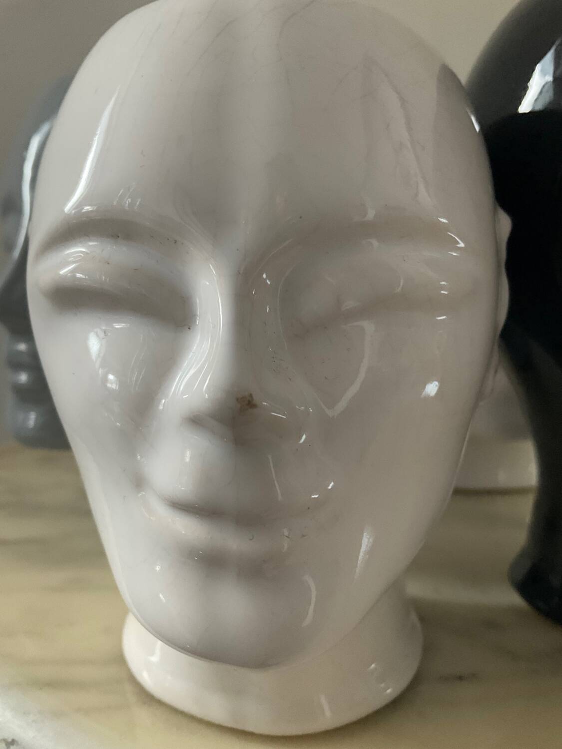 Series of 4 vintage ceramic head vases from the 70s and 80s