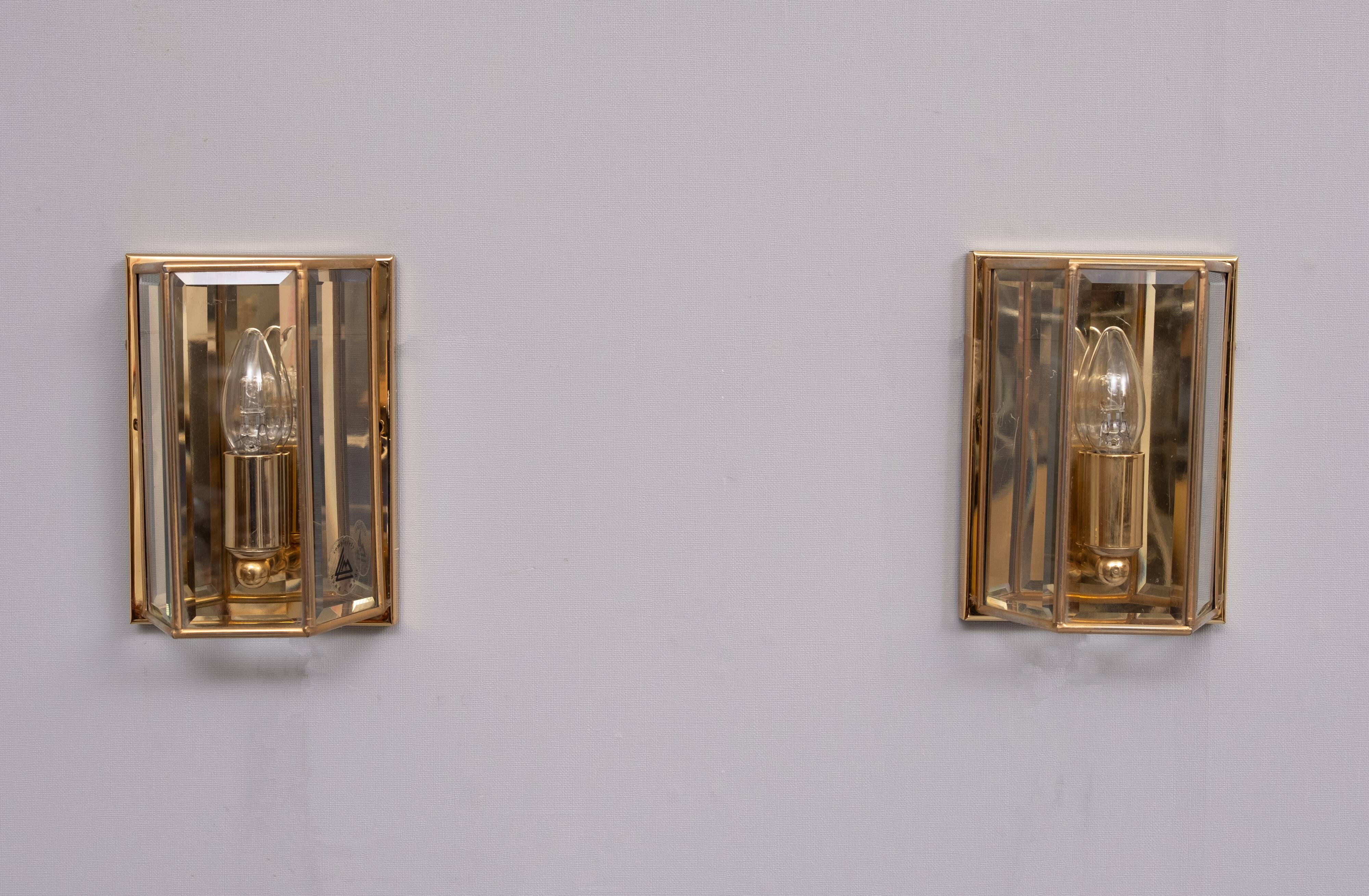 Pair Hollywood Regency Brass Wall lamps 1970s Germany