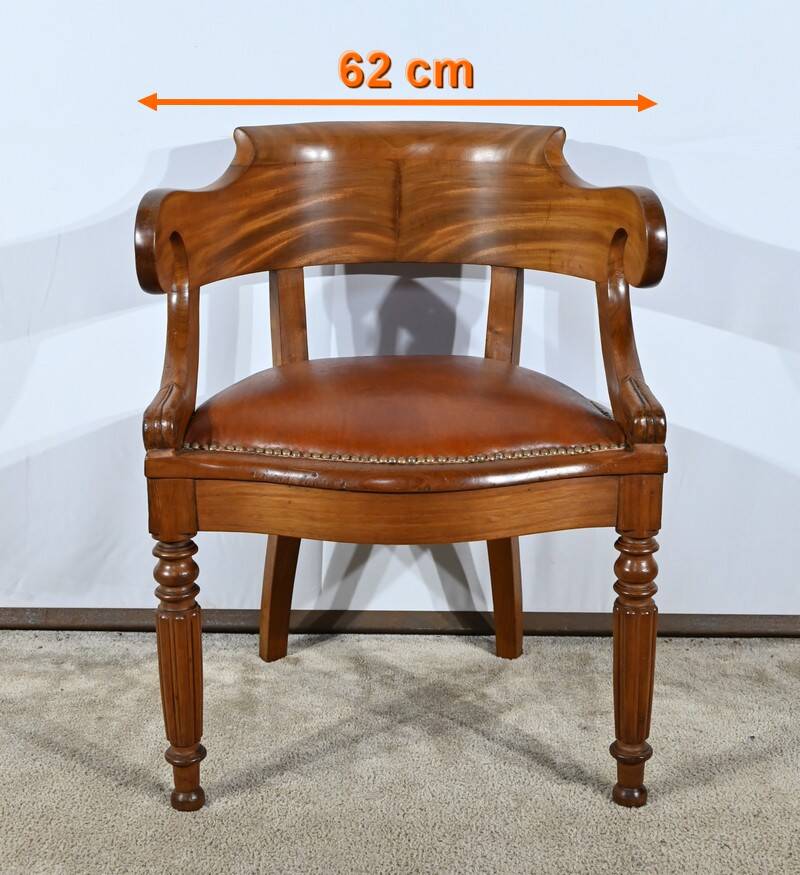 Mahogany Office Armchair, Louis Philippe Period – Mid-19th Century