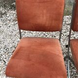 Suite of 4 vintage orange chairs 1970 steel and suede